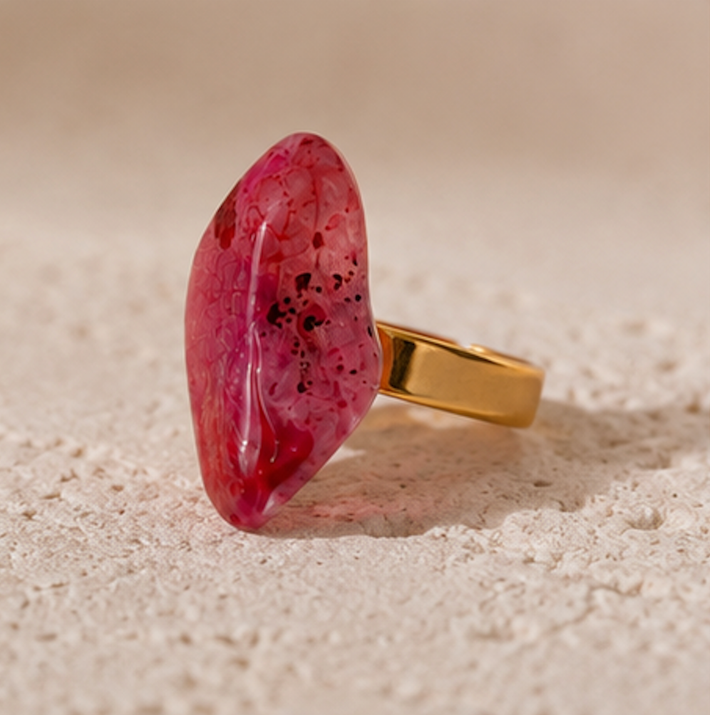 Anillo Piedra Agata Rosa