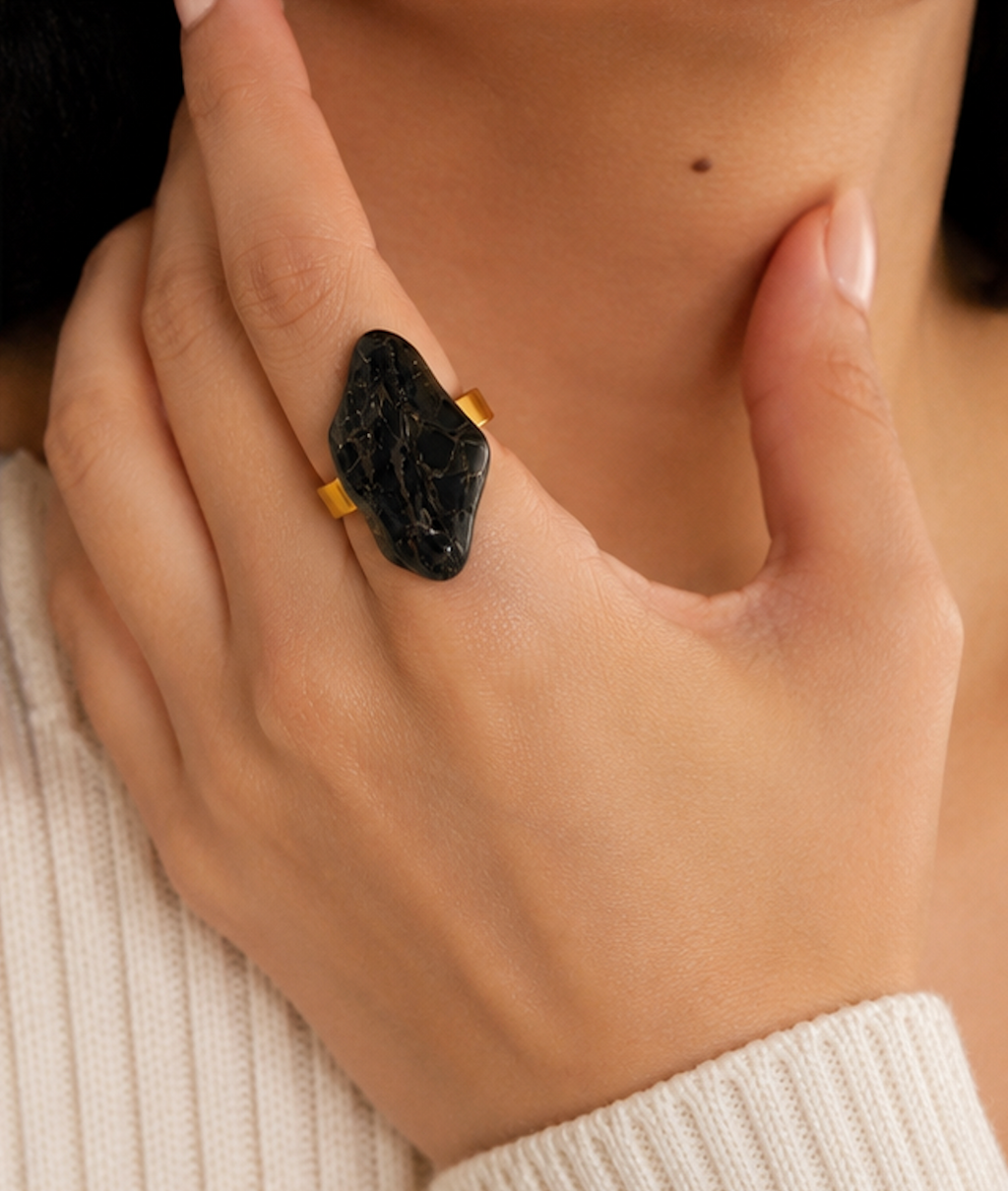 Anillo Piedra Jasper Negro