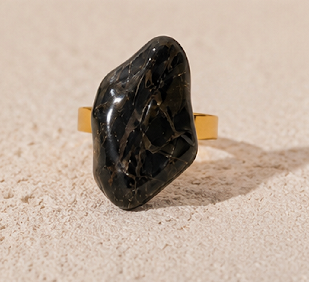 Anillo Piedra Jasper Negro