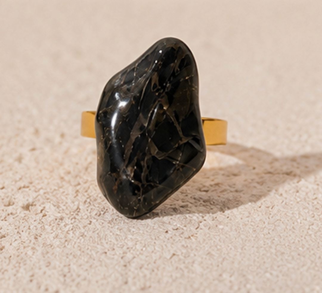 Anillo Piedra Jasper Negro
