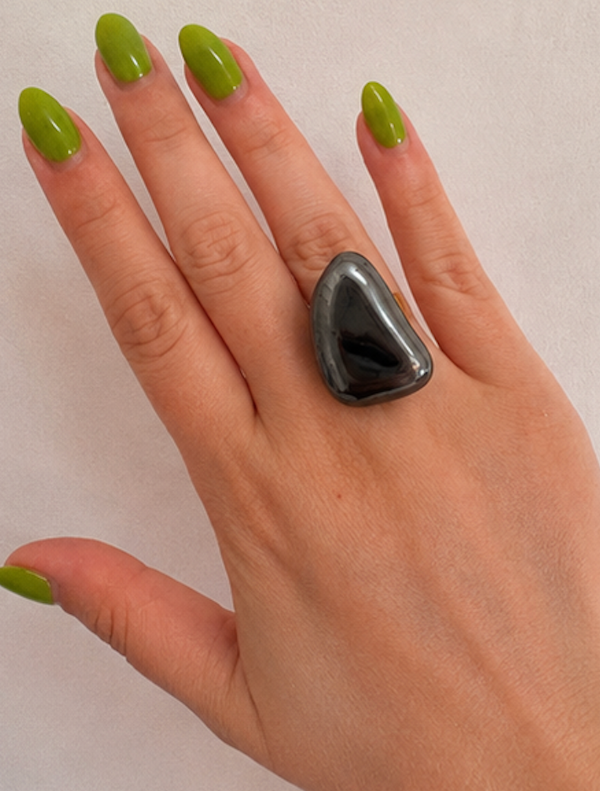 Anillo Hematita Irregular