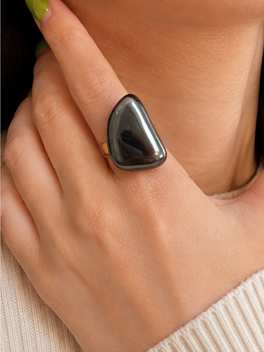 Anillo Hematita Irregular