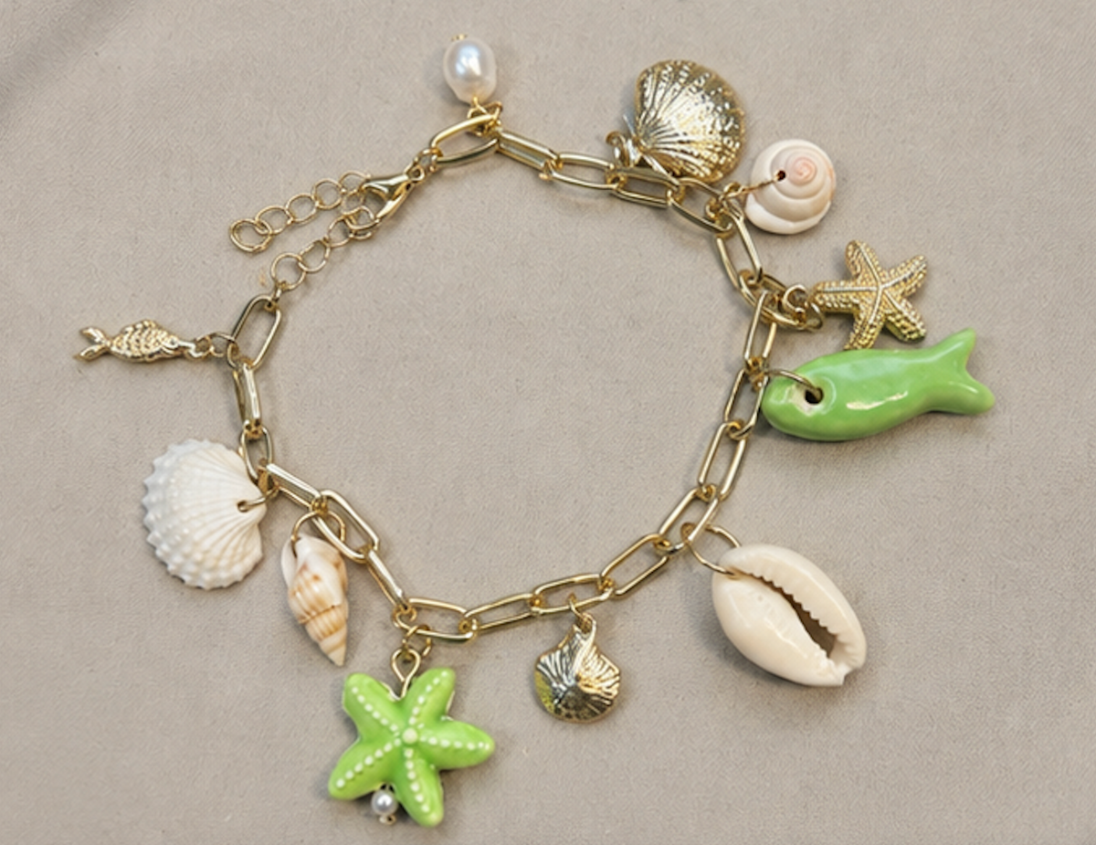Pulsera Oro Laminado Verde Mar
