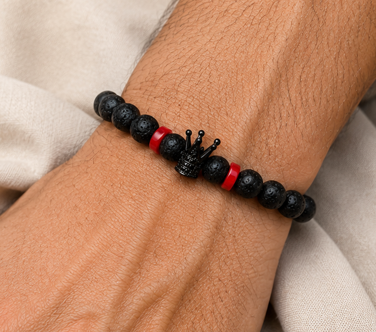 Pulsera Piedra Volcanica & Coral