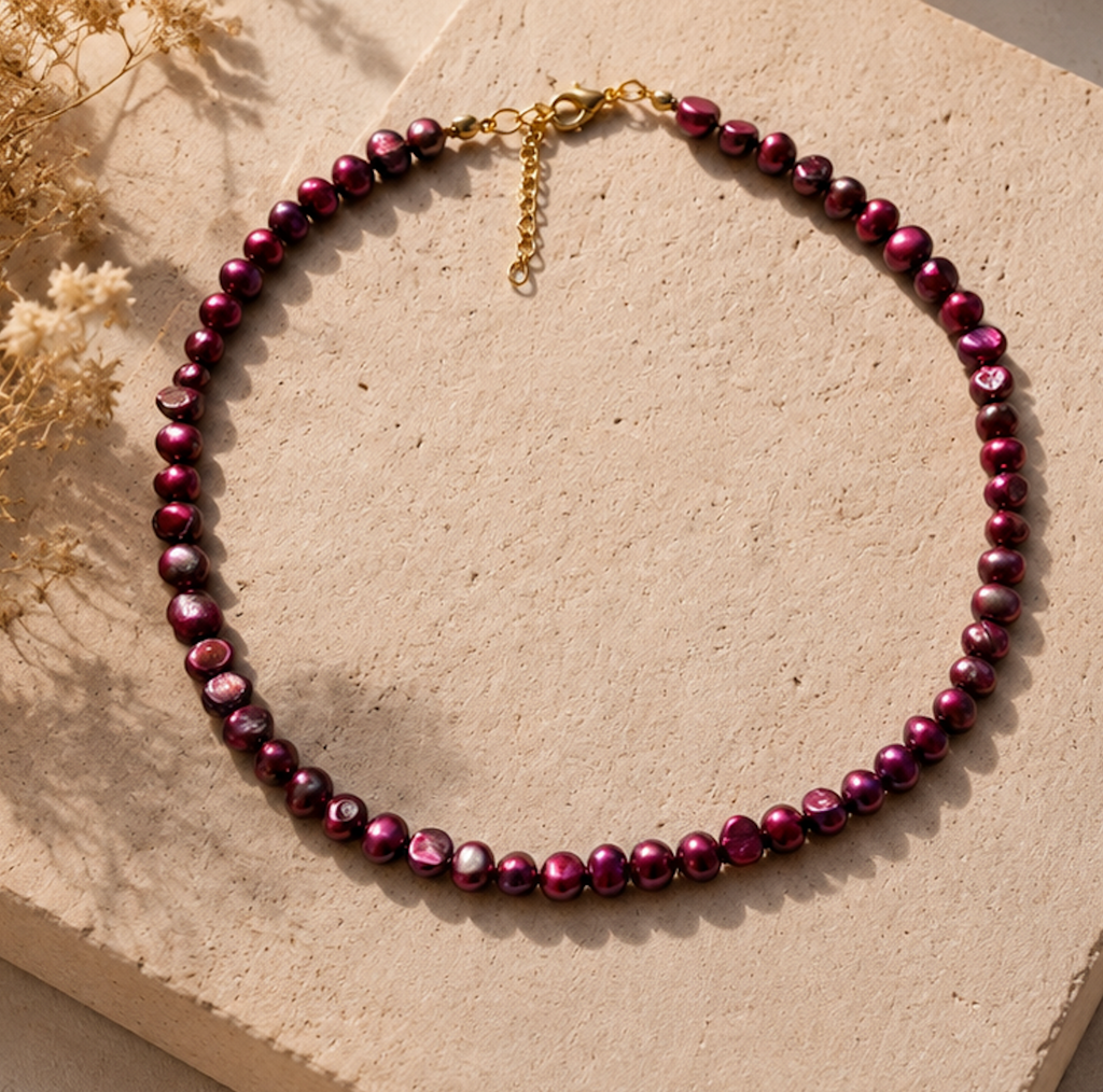 Collar Perlas Moradas