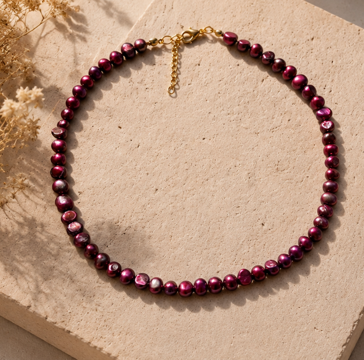 Collar Perlas Moradas