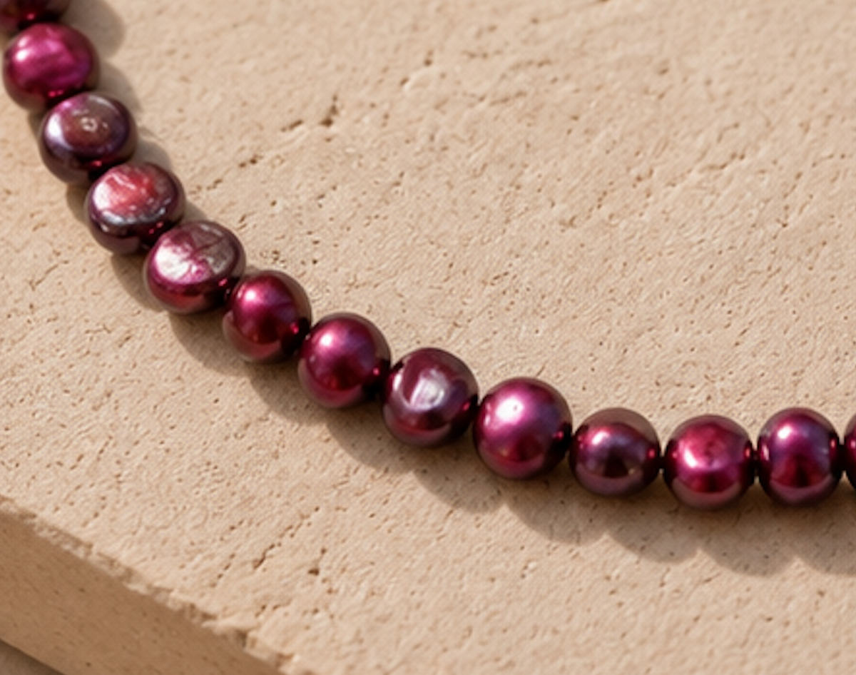 Collar Perlas Moradas