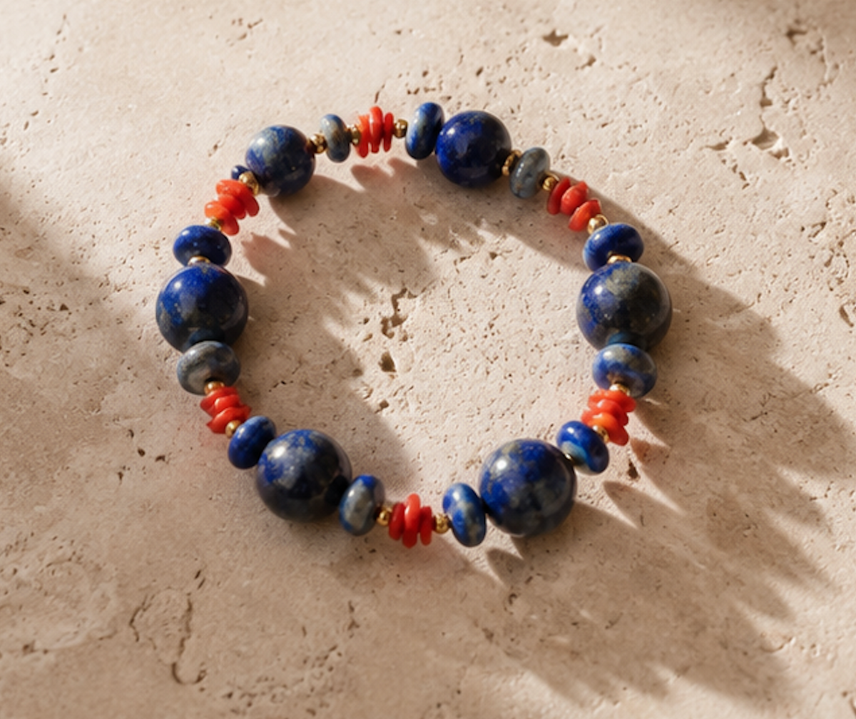 Pulsera Lapislazuli & Coral